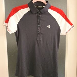 J.Lindeberg Womens Polo - Navy, Red, and White